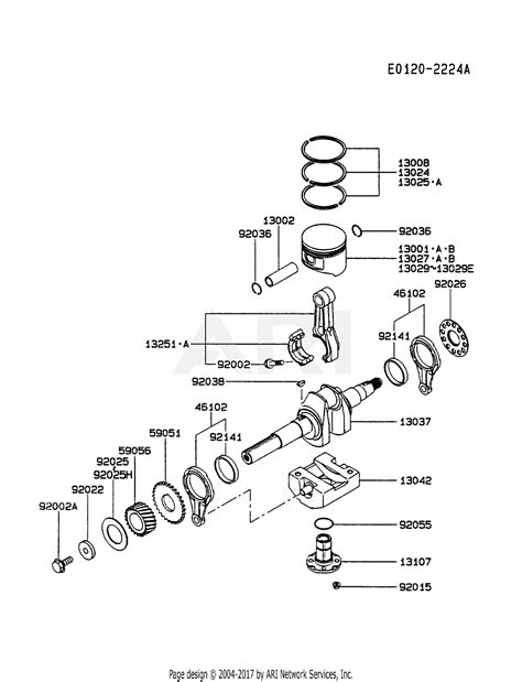 kawasaki fed bs  stroke engine fed parts diagram  pistoncrankshaft