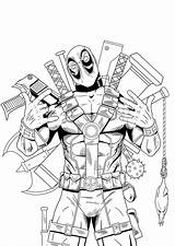Coloring Deadpool Pages Adult Printable sketch template