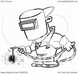 Welding Welder Cartoon Outline Work Clip Vector Brazing Coloring Pages Funny Drawing Illustration Iron Royalty Worker Toonaday Helmet Clipart Line sketch template