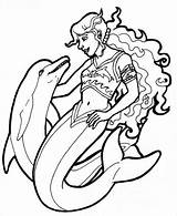 Coloring Dolphin Mermaid Pages sketch template