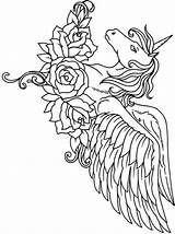 Unicorn Flowers Winged Coloring Pages Categories sketch template