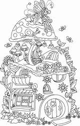 Coloring House Fairy Pages Cute Adult Hadas Colouring Para Printable Colorear Casa Sheets Book Books Adults Kids Transparent Hidden Dibujos sketch template