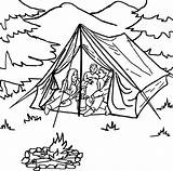 Camping Coloring Pages Tent Family Printable Print Kids Tourist Campfire Templates Template sketch template