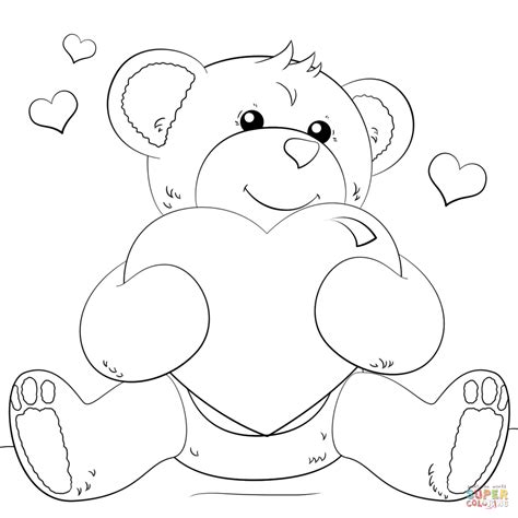 cute bear  heart coloring page  printable coloring pages