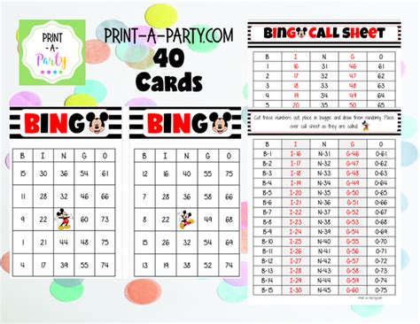 mickey mouse bingo game instant  parties classroom