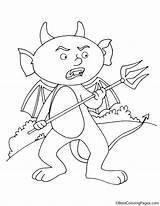 Devil Trident Angry Coloring sketch template