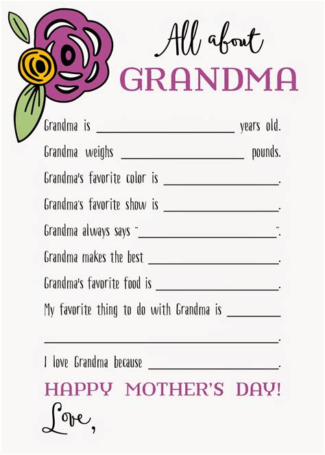 grandma  printable printable word searches
