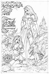 Grimm Coloring Fairy Tales Pages Adult Deviantart Book Wonderland Drawings Adults Books Grayscale sketch template