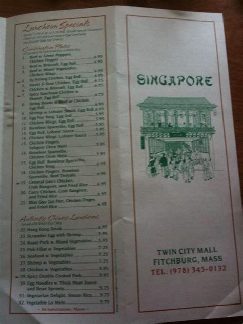 menu  singapore pub bar fitchburg