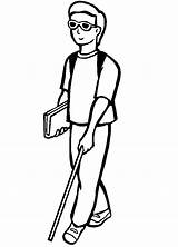 Blind Man Clipart Coloring Cartoon Pages Eager Disabilities Clip Drawing Disability Cliparts Kids Person Disabled Woman Color Girl Book Library sketch template