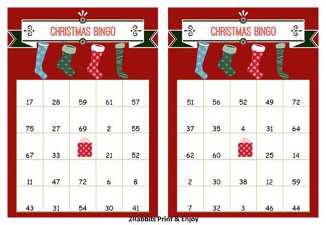 printable christmas bingo cards prefilled  numbers christmas