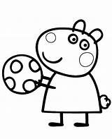 Coloring Suzy Peppa Ball Topcoloringpages Pig Colouring Print Printable sketch template