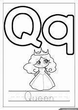 Queen Coloring Pages Alphabet Letter sketch template