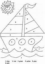 Worksheet Number Color Kids Sailboat Transportation Worksheets Preschool Numbers Kindergarten Coloring Printable Crafts Boat Activities Summer Sheets Boats Toddler Pages sketch template