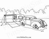 Coloring Pages Trailer Travel Camper Vintage Printable Adult Camping Trailers Detailed Pickup Instant Truck Template sketch template