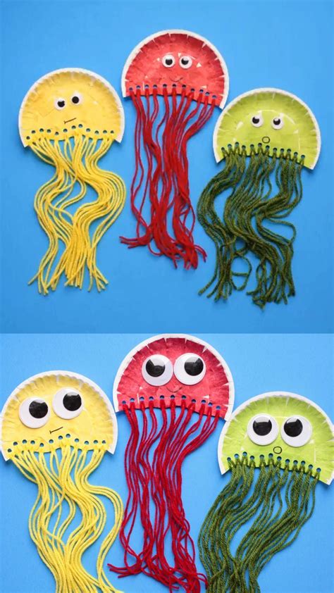 paper plate jellyfish craft  kids summer craft ocean sea animals