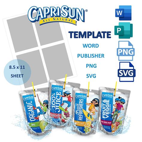 printable capri sun label template  printable word searches