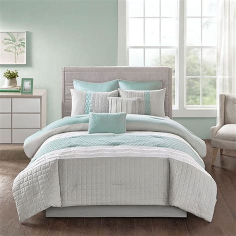 olliix   design tinsley seafoamgrey queen  piece comforter set big sandy superstore