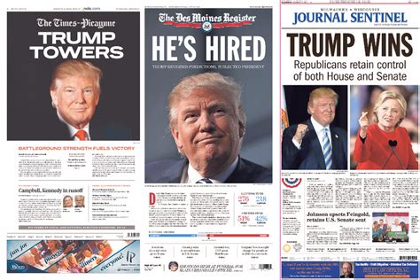 what front pages of us newspapers look like the morning after donald