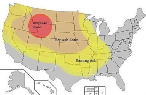 yellowstone erupts  states   affected map printable map