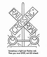 Train Coloring Pages Safety Railroad Trains Sheets Signs Track Color Lights Crossing Printable Signal Traffic Rail Light Activity Kids Tracks sketch template