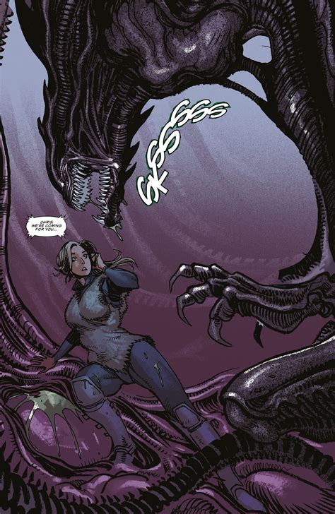 The Queen Alien Encounters A Human Female In The Hive Alien Aliens