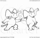 Elephant Dancing Pair Coloring Cartoon Romantic Clipart Thoman Cory Outlined Vector 2021 sketch template
