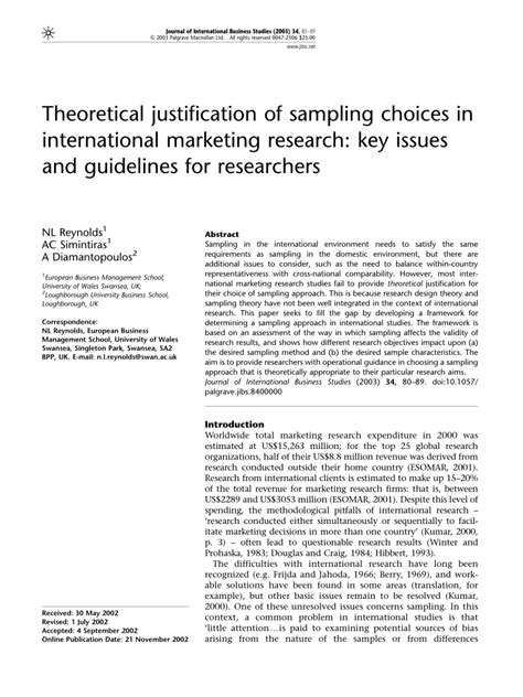 theoretical justification  sampling choices  international