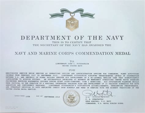 navy achievement medal template fillable heres  john tyler thinks