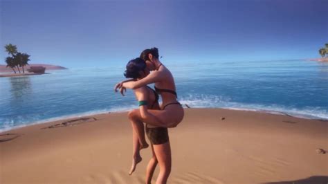 cute lesbian kissing at beach