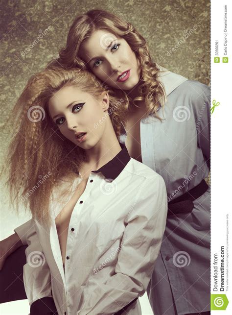 Couple Models In Vintage Color Stock Image Image Of