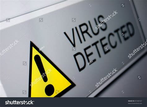 closeup virus detected sign  lcd stock photo edit