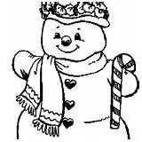 Snowman Coloring Draw Cane Candy sketch template