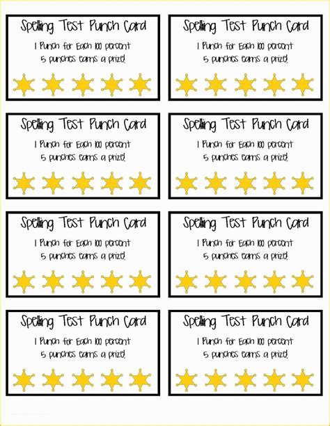 printable punch card template  spelling test punch cards part