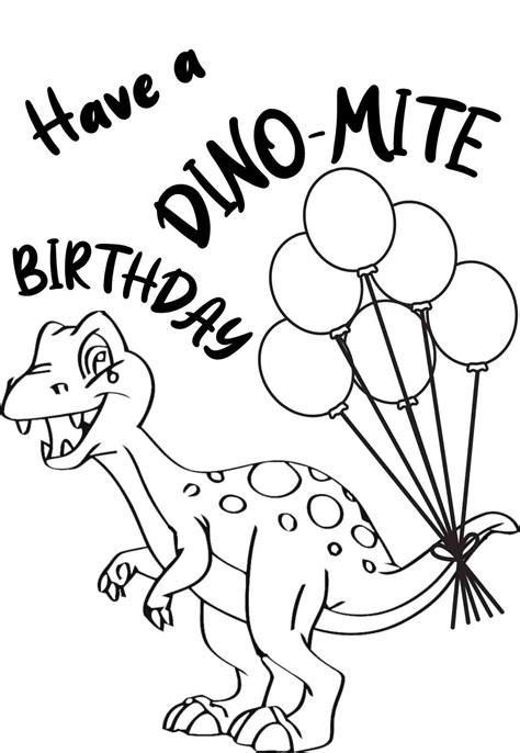 gnarly dinosaur birthday coloring pages cards  printbirthdaycards