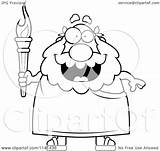Greek Man Olympic Holding Torch Clipart Cartoon Coloring Senior Happy Cory Thoman Outlined Vector Template sketch template