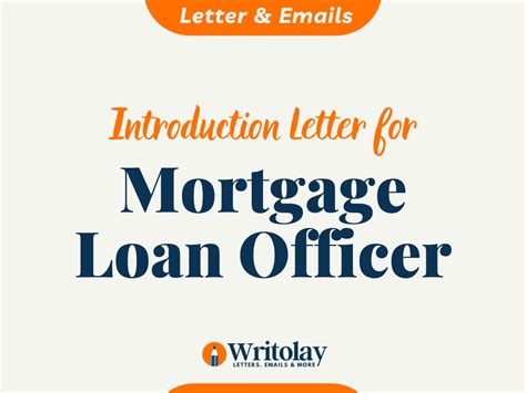 mortgage loan officer introduction letter template writolay
