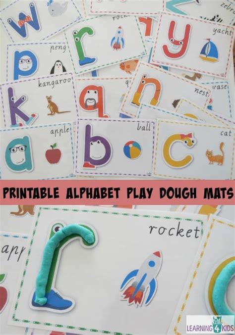 printable alphabet play dough mats learning  kids