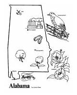 Alabama Coloring State Pages Printables Mississippi Outline Map Usa Printable Sheets Color Shape Al Miss Kids Demographic History States Print sketch template