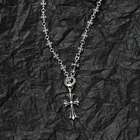 chrome hearts style necklace cross pendant necklace gothic etsy uk