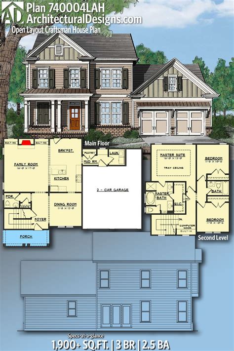 plan  open layout craftsman house plan   craftsman house plans craftsman