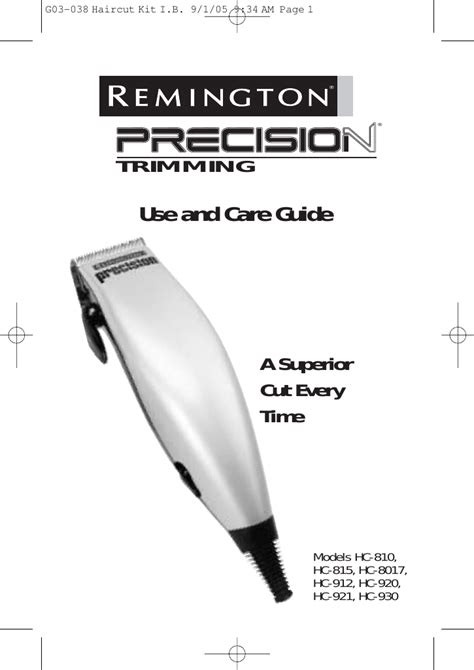 remington hc          users manual haircut kit ib