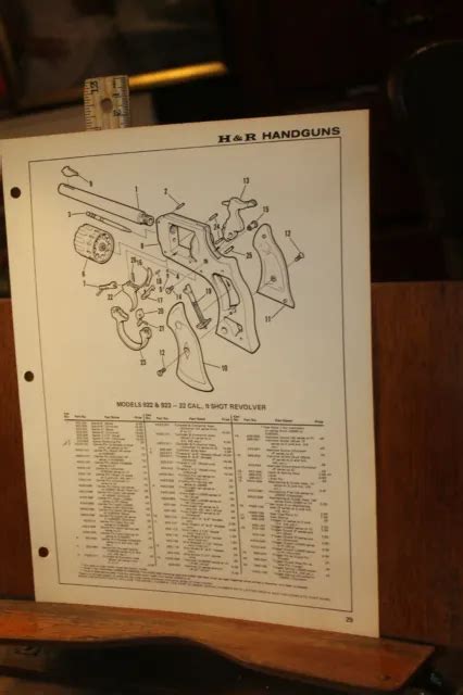 vintage gun diagram parts list harrington richardson model pistol    picclick