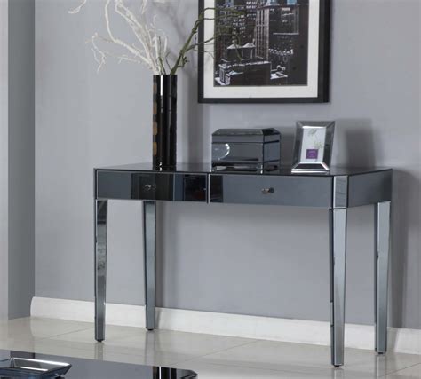 d1120 empire smoked mirror glass living room console table
