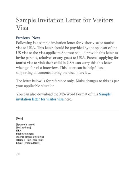 invitation letter  visitor visa usa milan ray filmsammlung