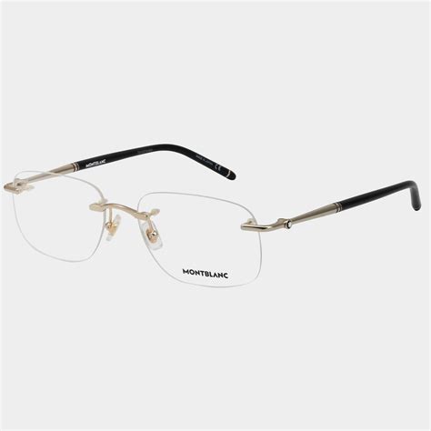 buy mont blanc rectangle rimless gold eyeglasses for male online