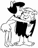 Betty Rubble Barney Coloring Kissing Flintstones Flintstone Fred Wilma Cartoon Kisses Choose Board Hanna Famous Cartoons sketch template