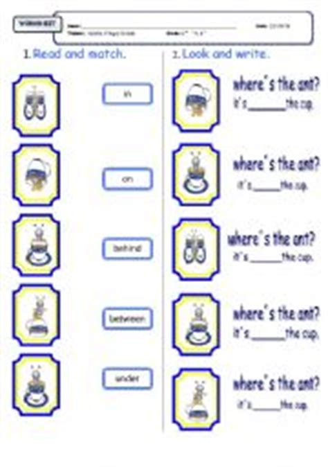 prepositions  place worksheets