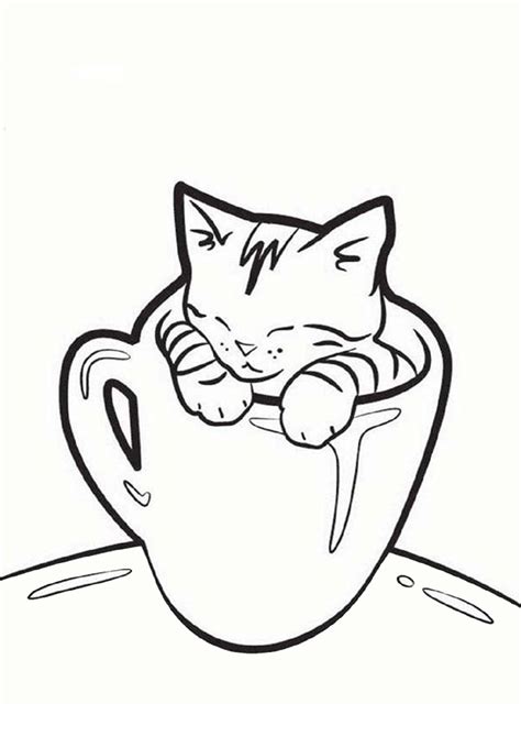 easy  print kitten coloring pages simple cat drawing cat