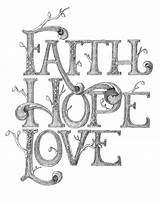 Faith Hope Coloring Pages Print Quotes Etsy Trust Clip Adult Printable Colouring Corinthians Christian Bible Adults Letters Word Sheets Jesus sketch template